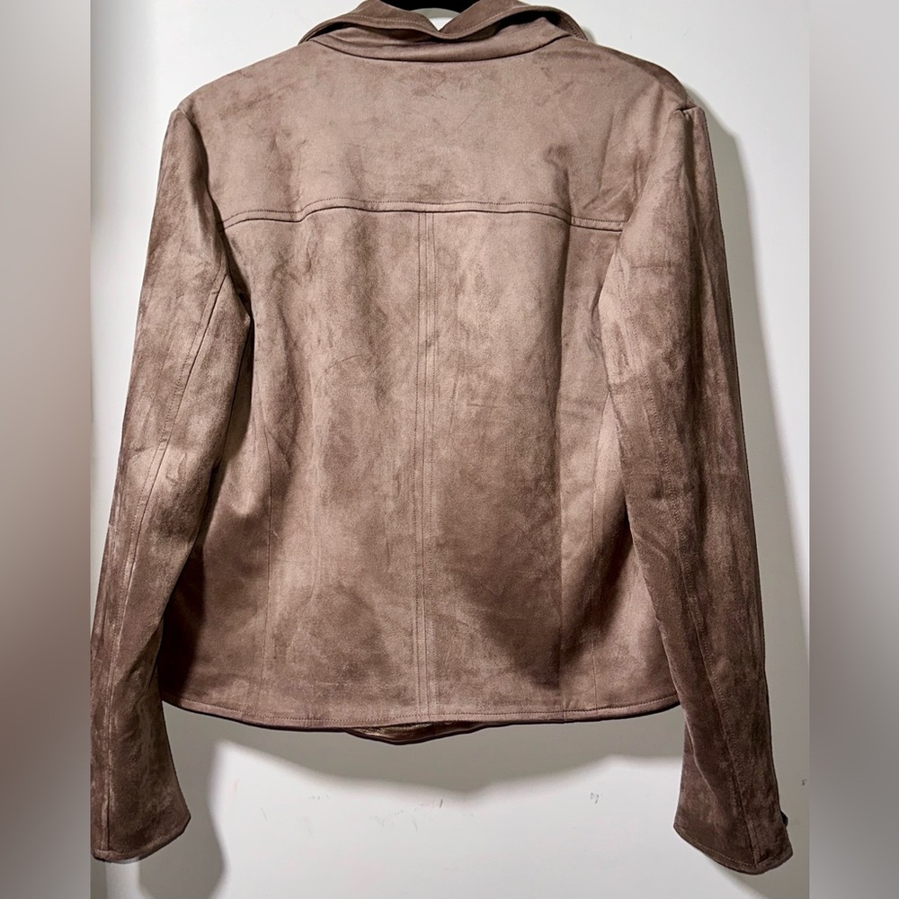 NWOT Faux Suede Women's Kut from the Kloth KFTK Moto Jacket - large - Picture 2 of 7